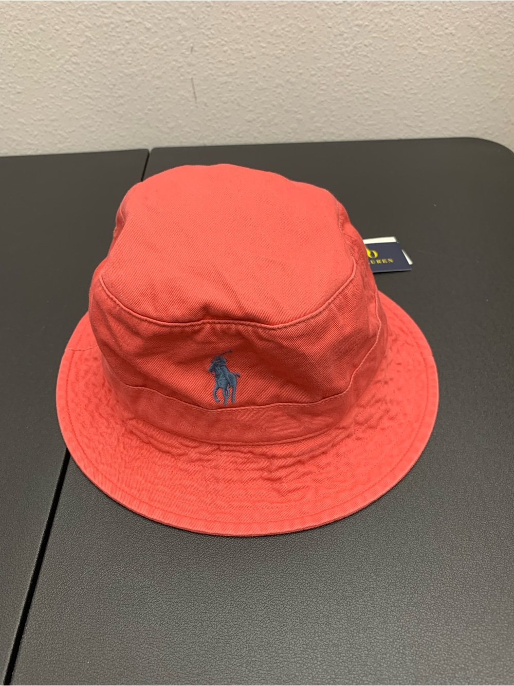 Polo by Ralph Lauren Coral Bucket Hat with Blue Pony